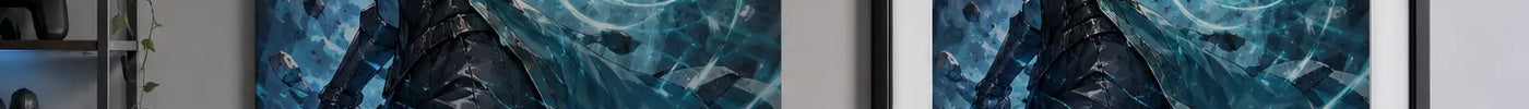 Anime-style artwork compared as a metal print and framed paper poster