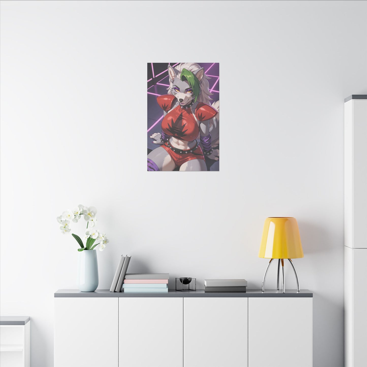 Sexy Roxanne Wolf Wall Art on premium canvas, acrylic, and metal – front view featuring Roxanne Wolf from Five Nights at Freddy’s