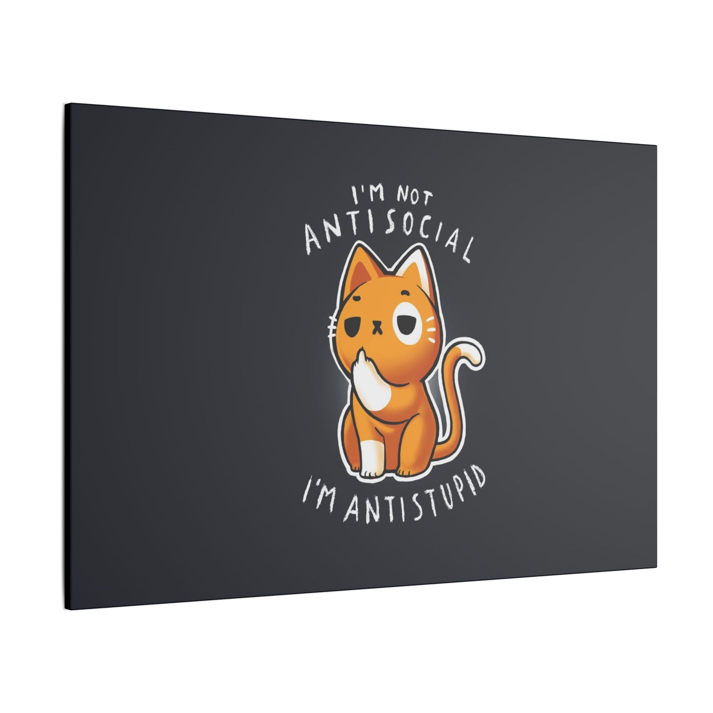 "I'm Not Anti Social, I'm Anti Stupid Wall Art on premium canvas, acrylic, and metal – front view with bold typography"