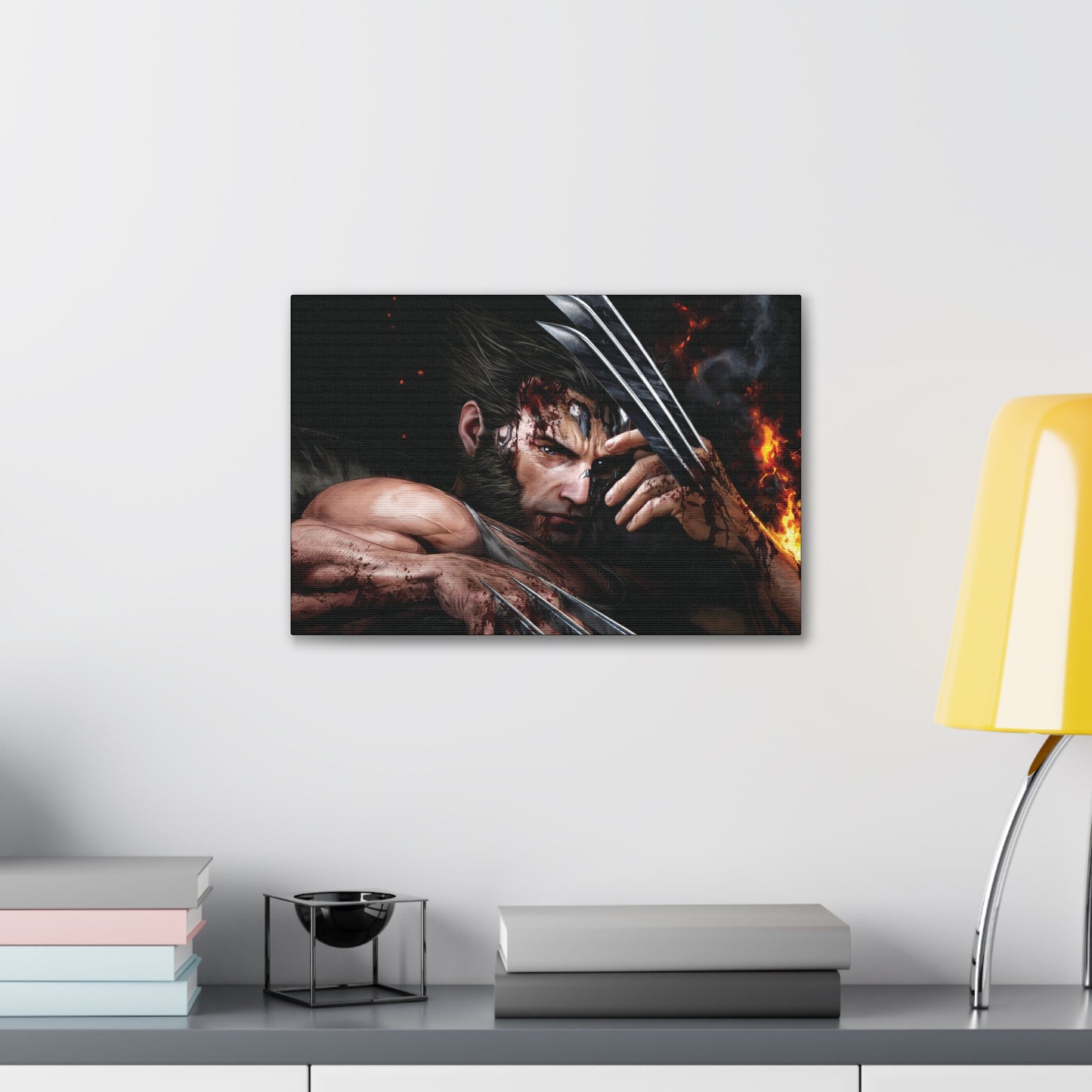 Unleash the rage of Adamantium Fury, a powerful Wolverine with claws out wall print. Available on canvas, acrylic & metal. Shop now at STG Collection!