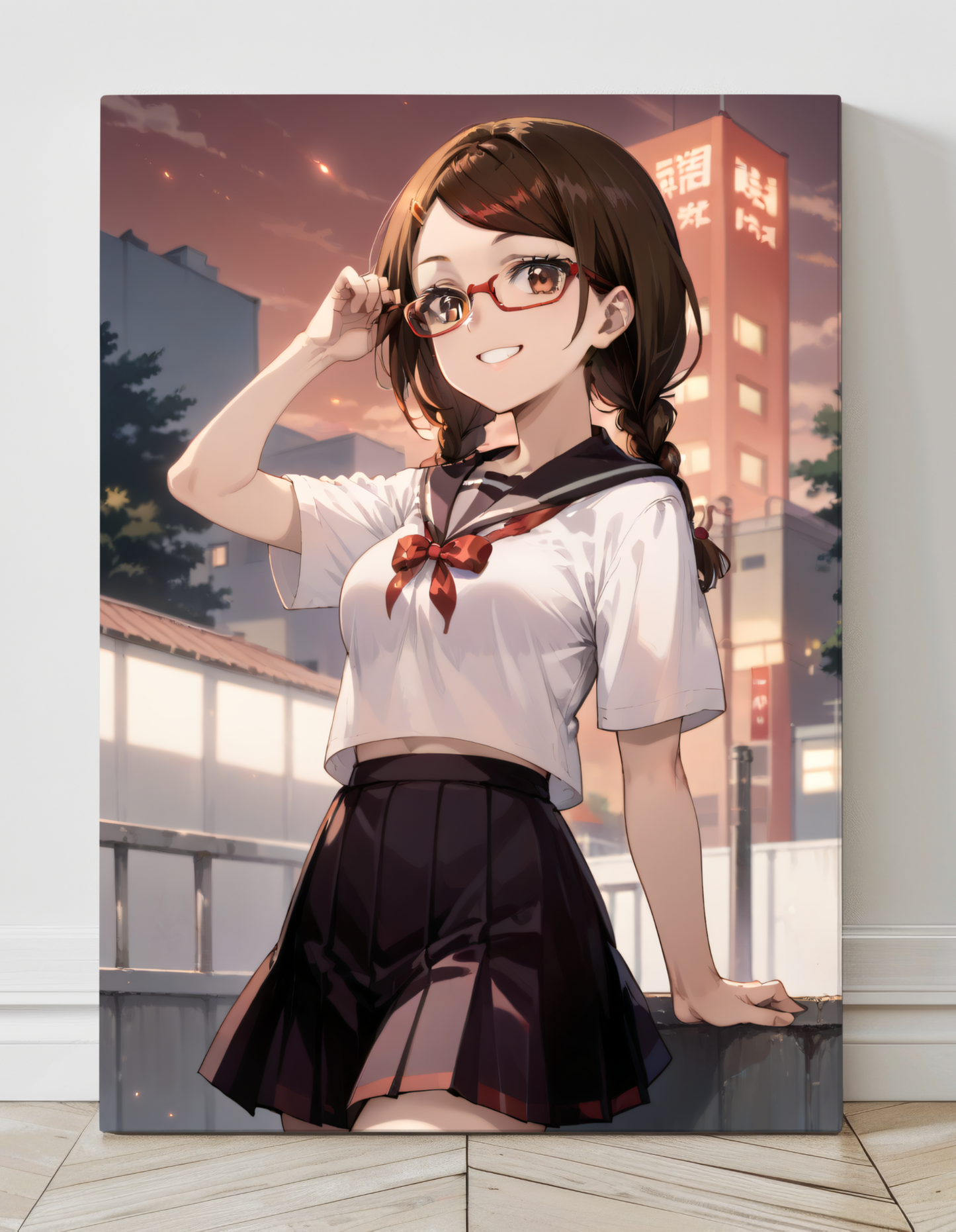 Misaki Sakimiya Dead Mount Death Play Wall Art on canvas, acrylic, and metal – front view featuring a detailed anime portrait of Misaki.