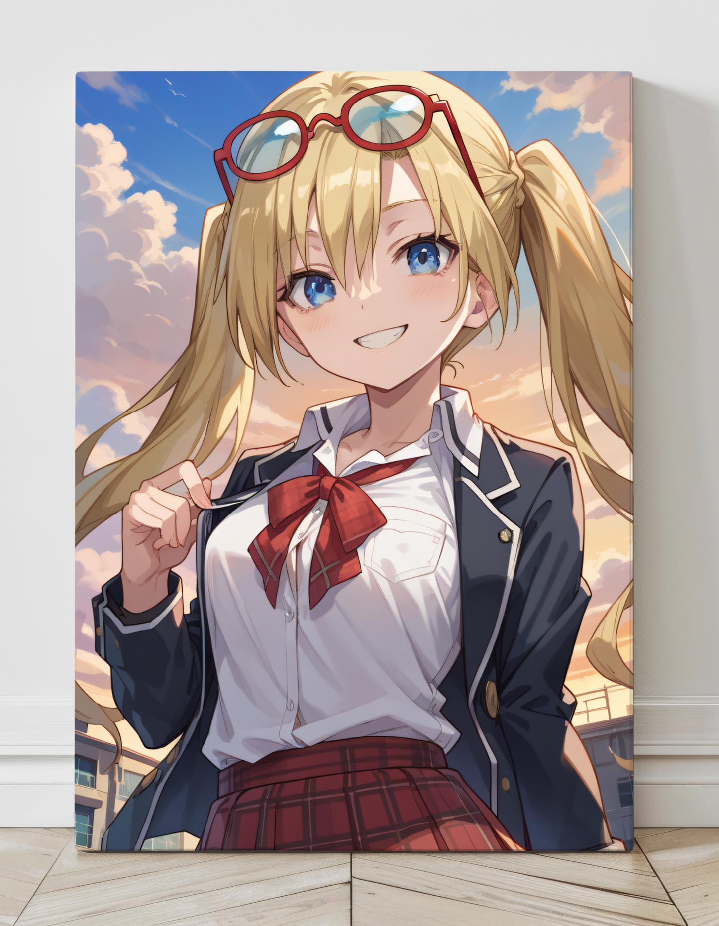 "Selina Sherlock Trinity Seven Wall Art on canvas, acrylic, and metal – front view featuring a detailed anime portrait of Selina"