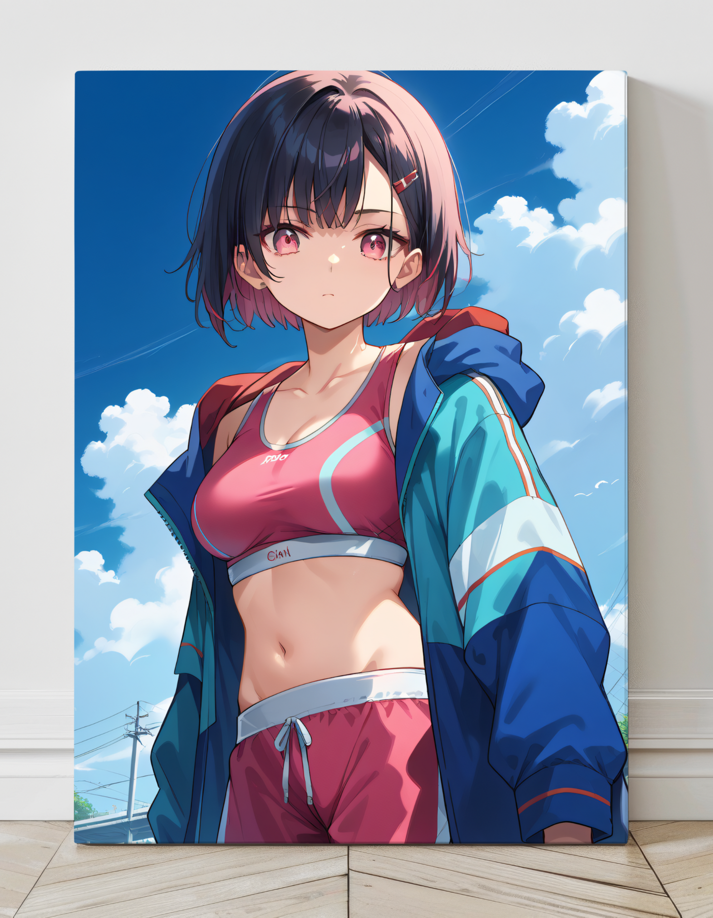 "Shizuka Mikazuki Zom 100 Wall Art on canvas, acrylic, and metal – front view featuring a detailed anime portrait of Shizuka"