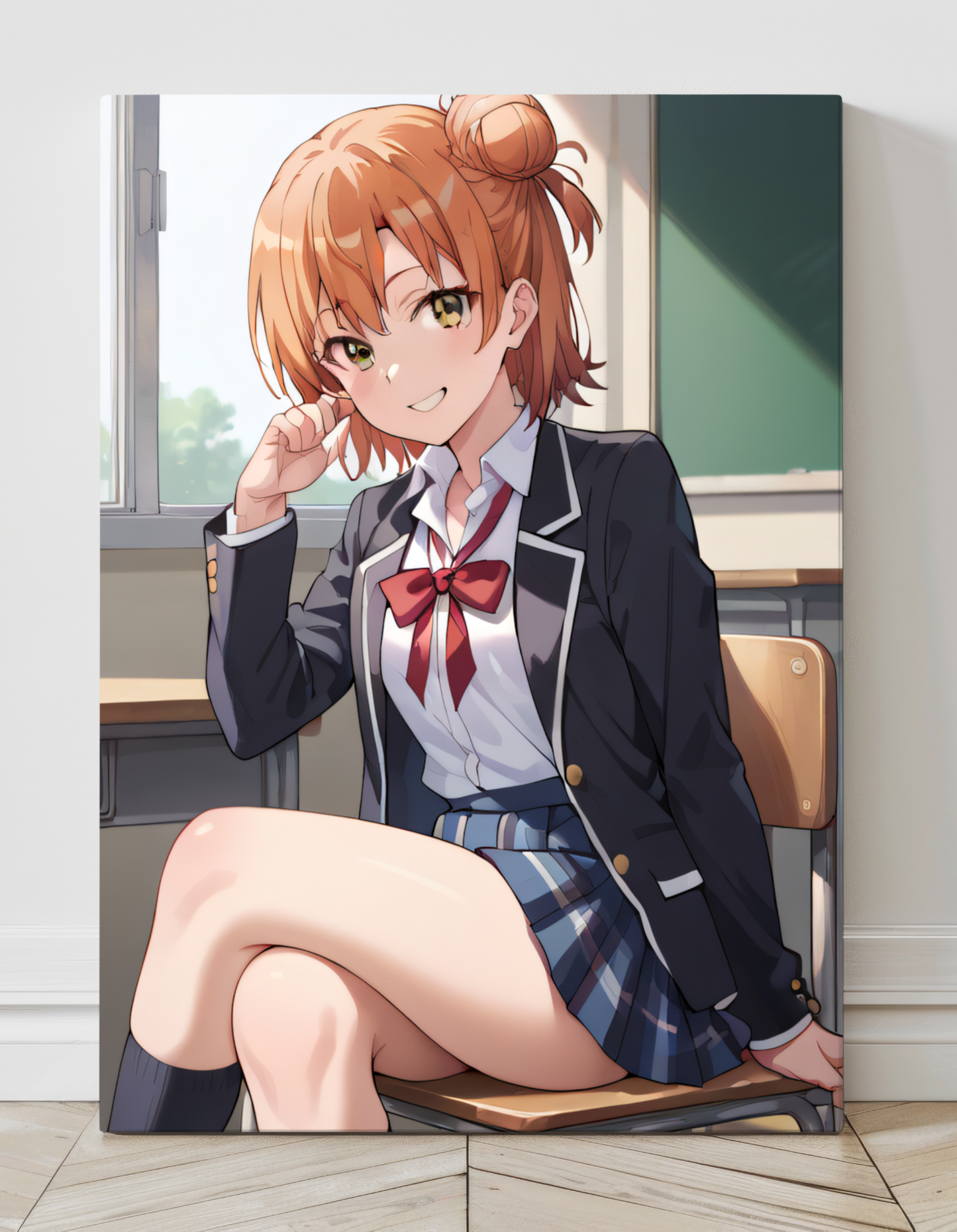 "Yui Yuigahama My Teen Romantic Comedy Wall Art on canvas, acrylic, and metal – front view featuring a detailed anime portrait of Yui"