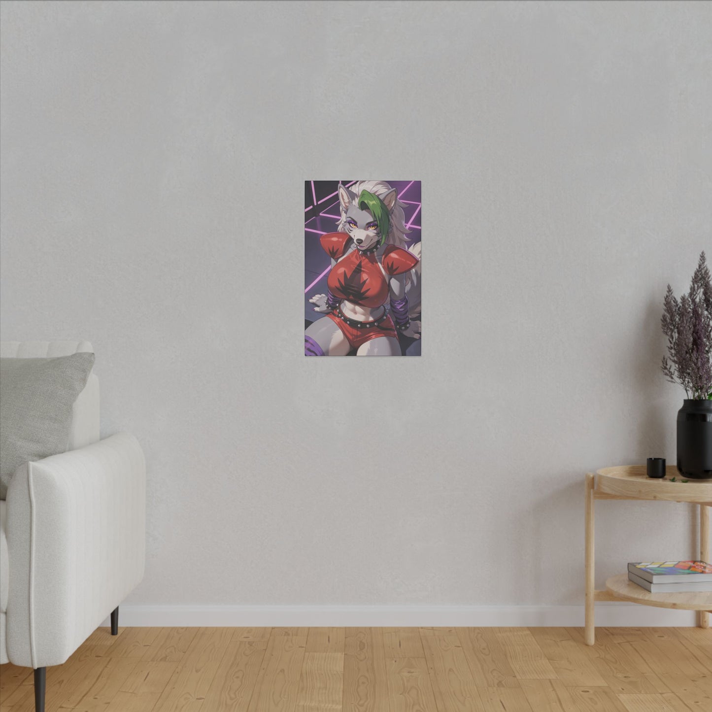 Sexy Roxanne Wolf Wall Art on premium canvas, acrylic, and metal – front view featuring Roxanne Wolf from Five Nights at Freddy’s