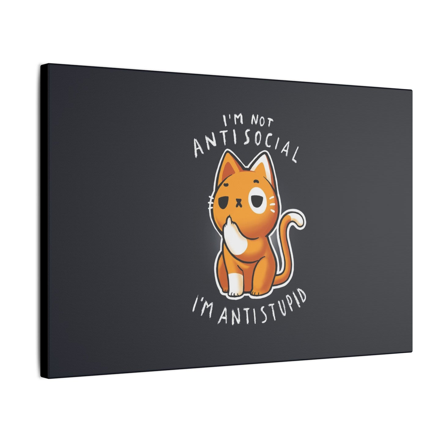 "I'm Not Anti Social, I'm Anti Stupid Wall Art on premium canvas, acrylic, and metal – front view with bold typography"