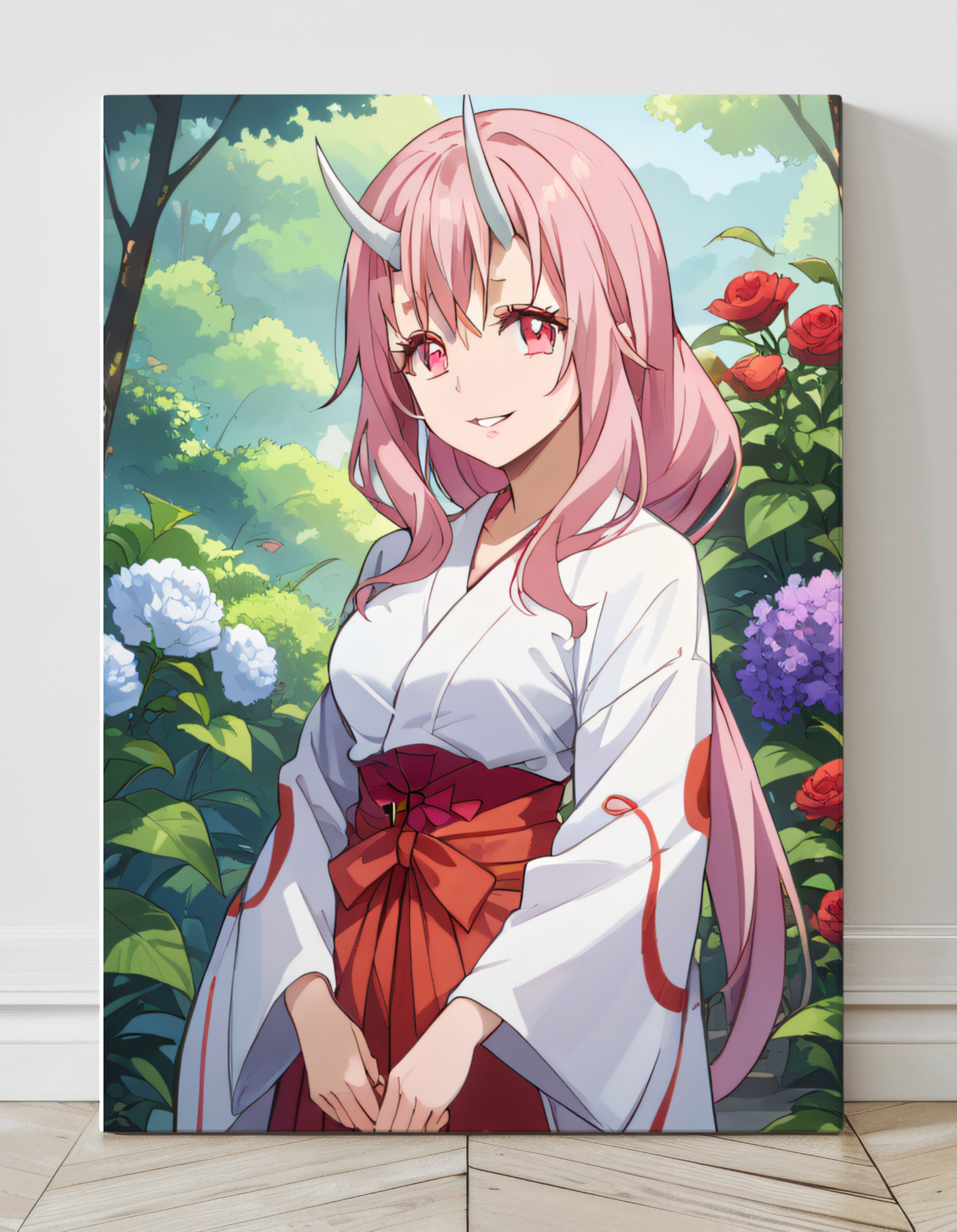"Shuna Reincarnated as a Slime Wall Art on canvas, acrylic, and metal – front view featuring a detailed anime portrait of Shuna"