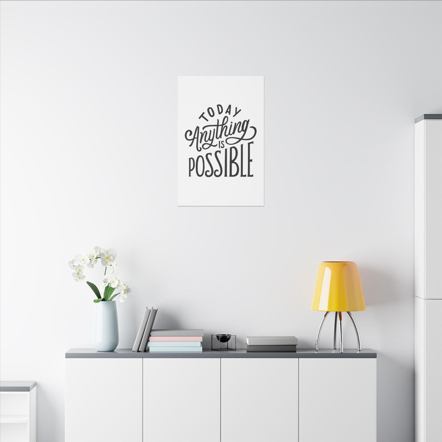 "Today Anything Is Possible Inspirational Wall Art on premium canvas, acrylic, and metal – front view"