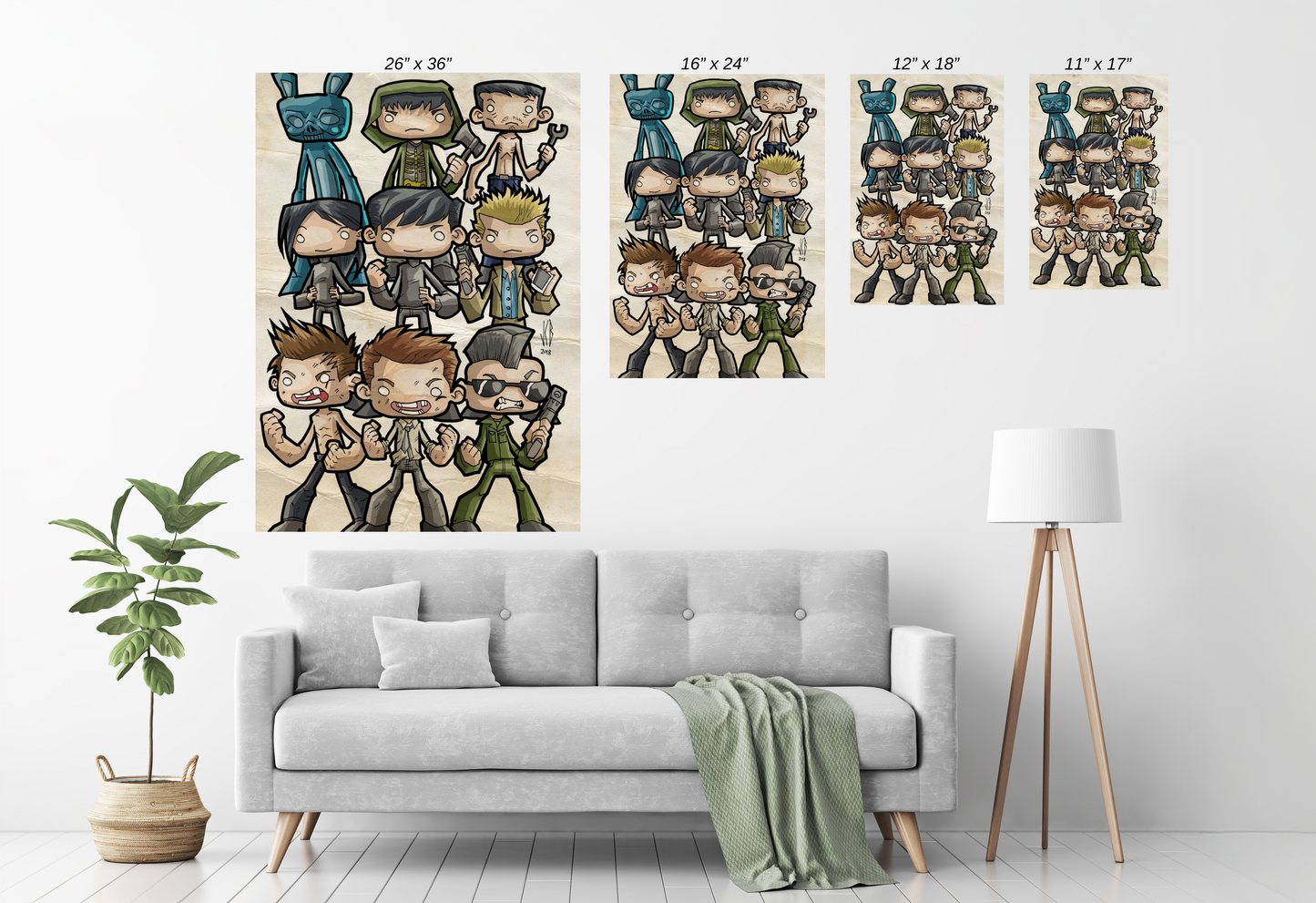 Alt Text: print of Donnie Darko chibi characters by Jeff Benitez