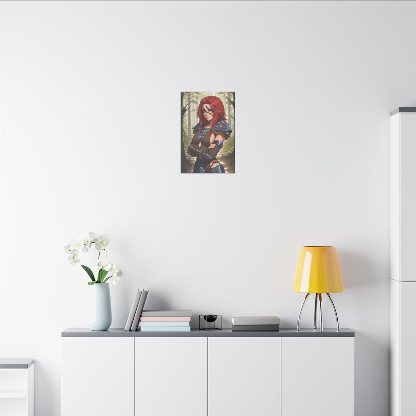 Aela the Huntress Viking Wall Art on premium canvas, acrylic, and metal – front view featuring Aela from Skyrim