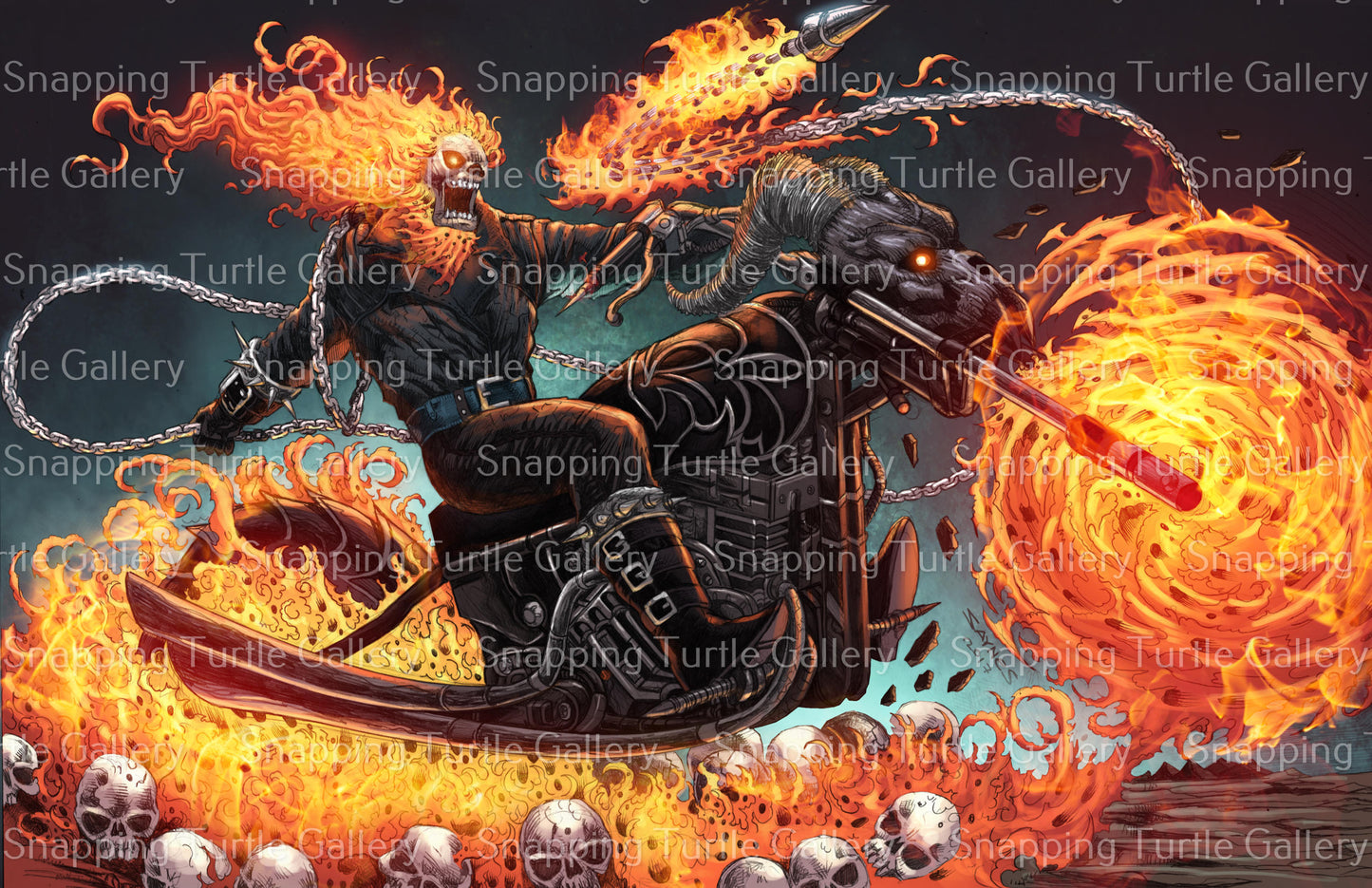 Blazing Ghost Rider Wall Art