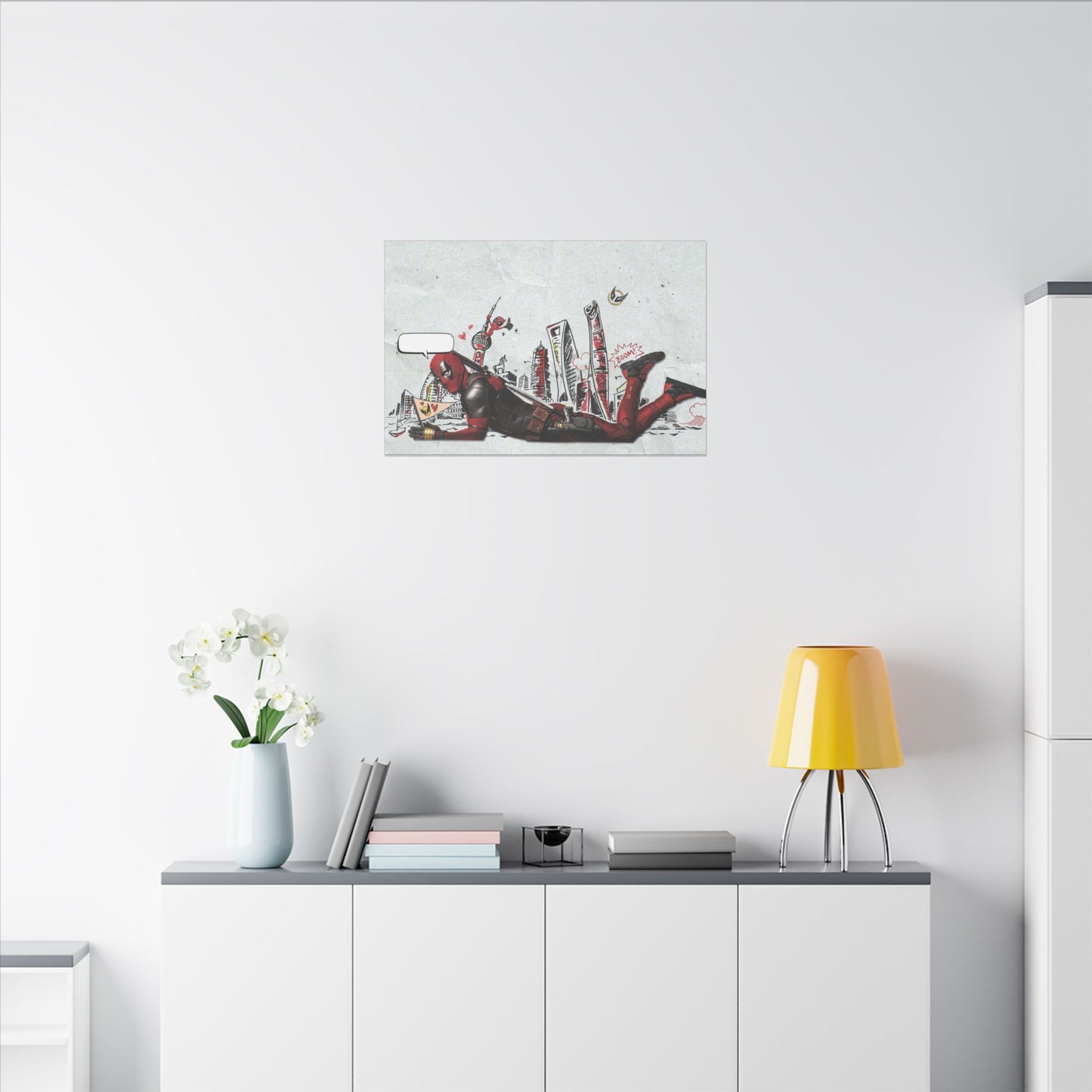 "Deadpool Limited Edition Art Print on premium canvas, acrylic, and metal – front view featuring bold Deadpool design"