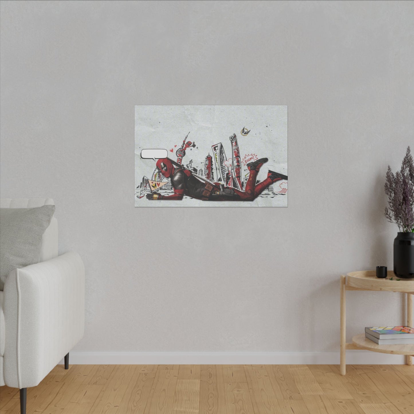 "Deadpool Limited Edition Art Print on premium canvas, acrylic, and metal – front view featuring bold Deadpool design"