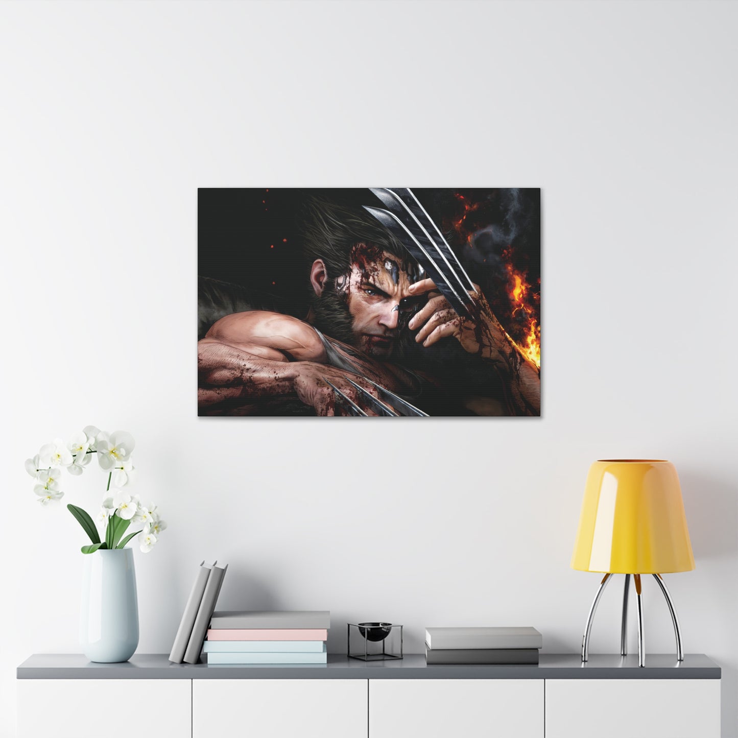 Unleash the rage of Adamantium Fury, a powerful Wolverine with claws out wall print. Available on canvas, acrylic & metal. Shop now at STG Collection!