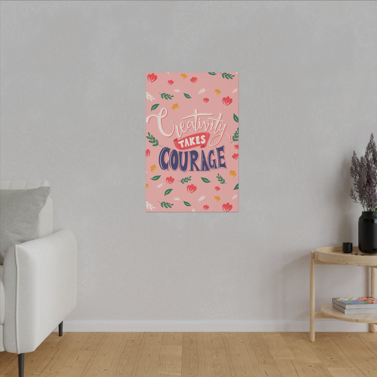 "Creativity Takes Courage Inspirational Wall Art on premium canvas, acrylic, and metal – front view"