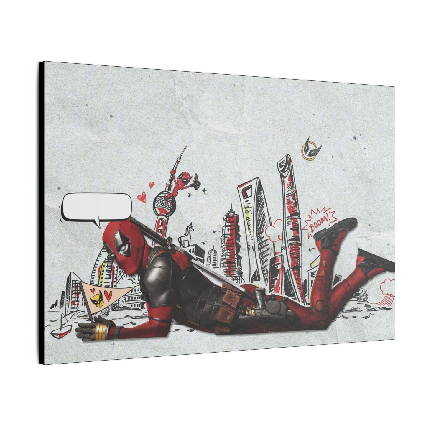 "Deadpool Limited Edition Art Print on premium canvas, acrylic, and metal – front view featuring bold Deadpool design"