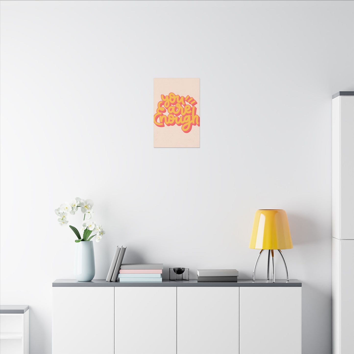 "You Are Enough Wall Art on premium canvas, acrylic, and metal – front view featuring empowering quote"