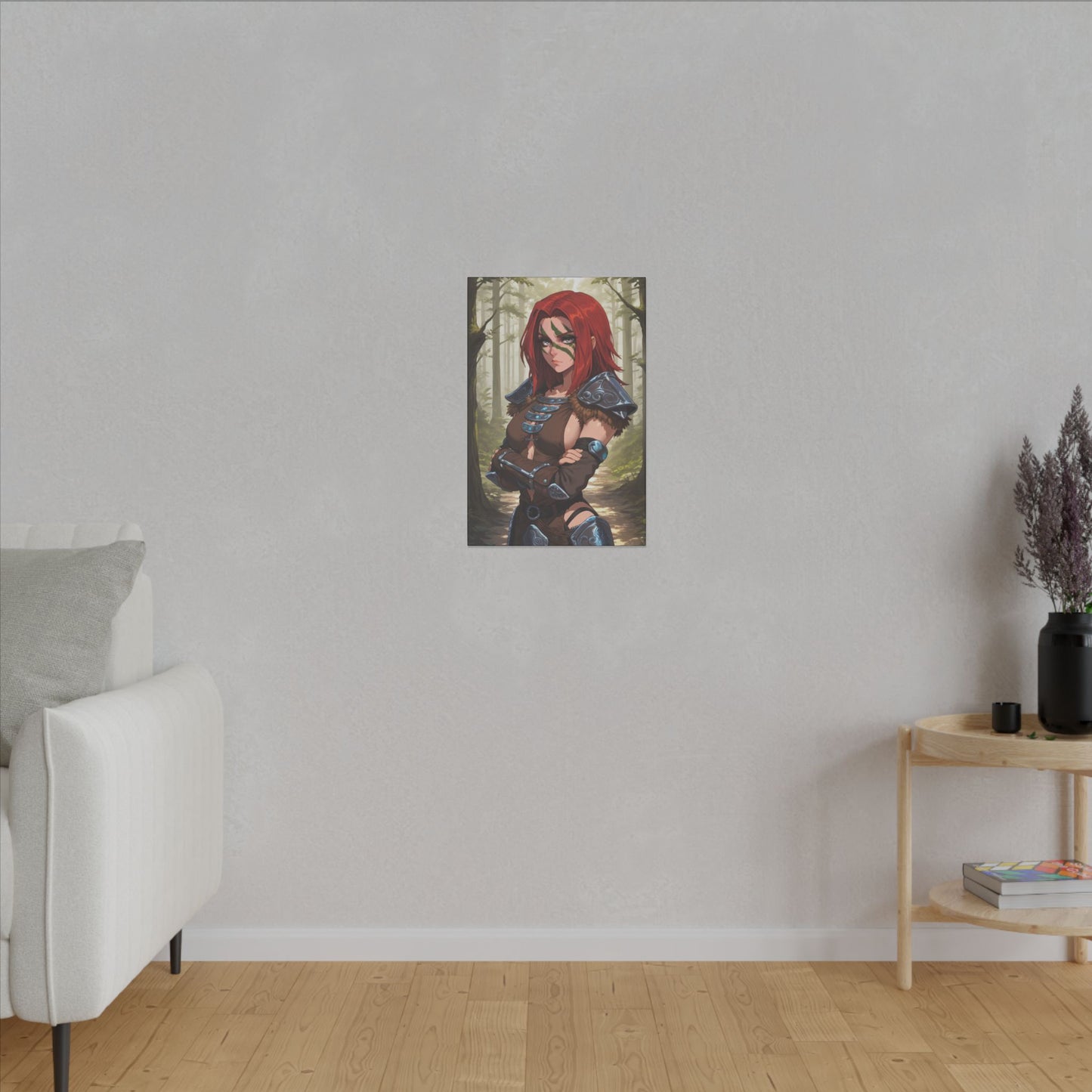 Aela the Huntress Viking Wall Art on premium canvas, acrylic, and metal – front view featuring Aela from Skyrim