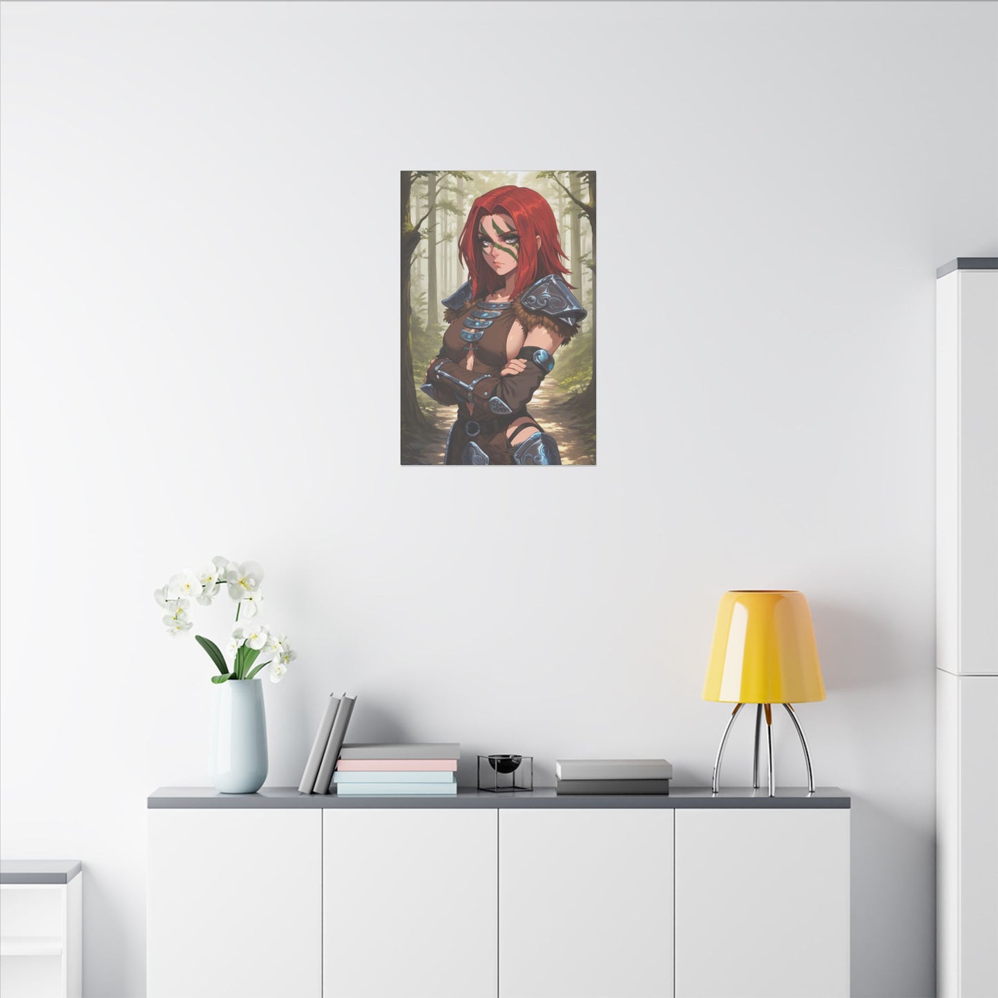 Aela the Huntress Viking Wall Art on premium canvas, acrylic, and metal – front view featuring Aela from Skyrim