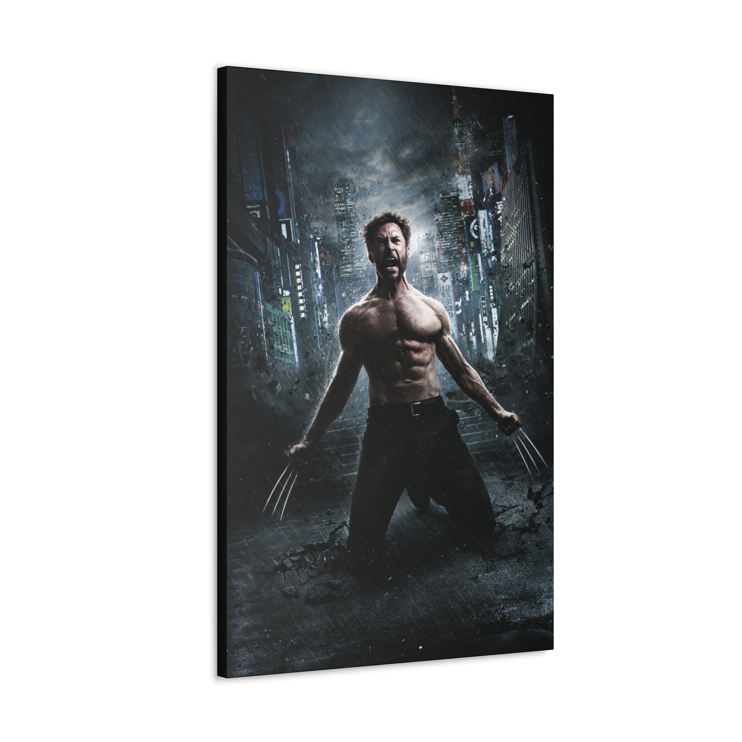 "Logan Legacy – Hugh Jackman as Wolverine Wall Art on canvas, acrylic, and metal – front view featuring a powerful portrait of Hugh Jackman as Logan."