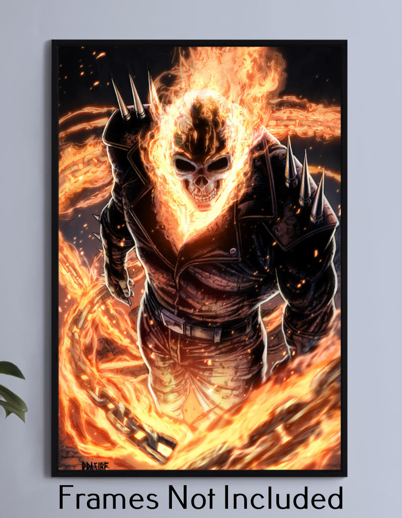 Blazing Ghost Rider Wall Art