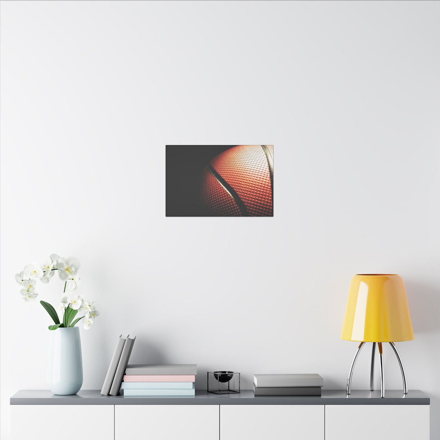 "Basketball Art Print on premium canvas, acrylic, and metal – front view showcasing dynamic sports imagery"