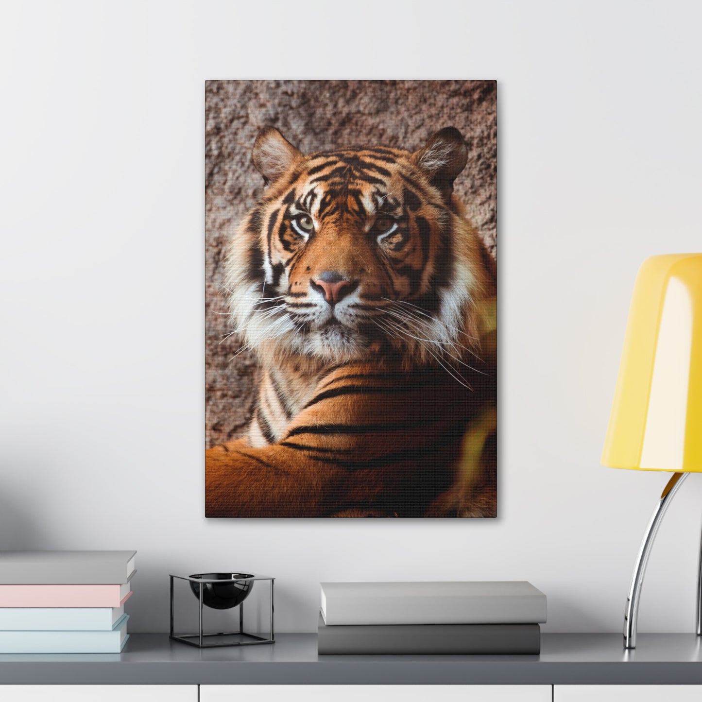 Untamed Grace – Majestic Tiger Wall Art on canvas, acrylic, and metal – front view featuring a powerful and detailed tiger portrait.