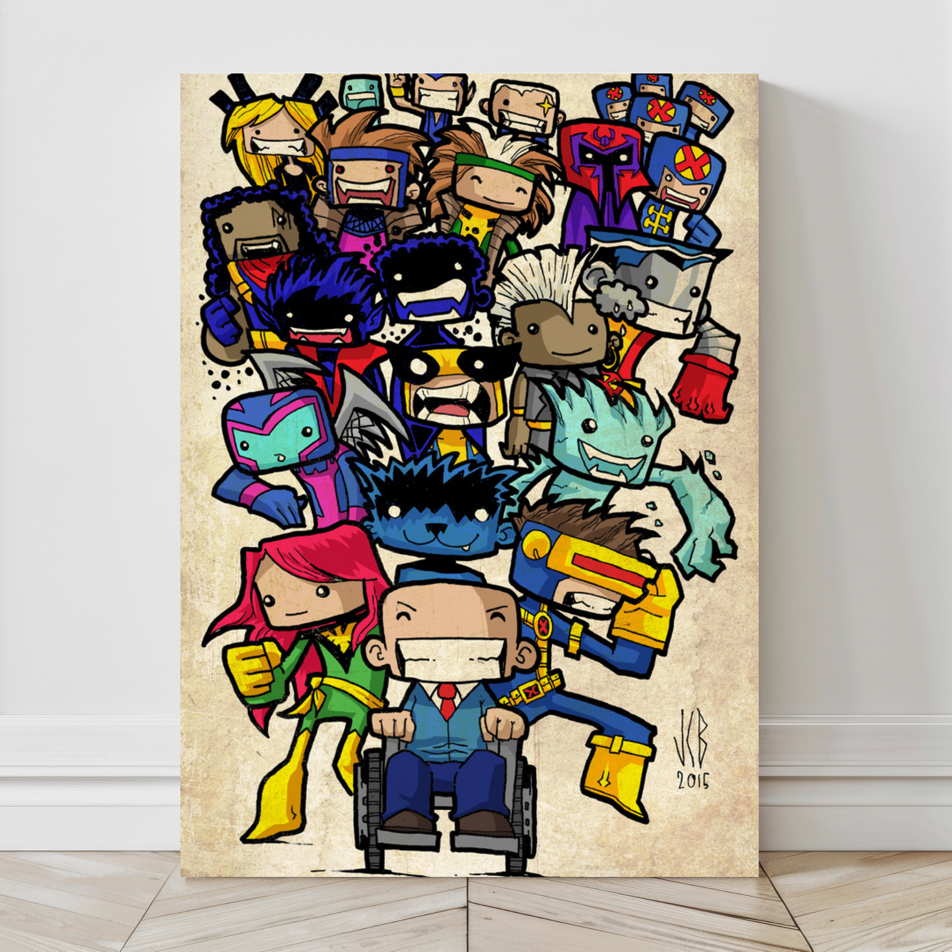 Alt Text: 24x36 large canvas X-Men chibi tribute by Jeff Benitez