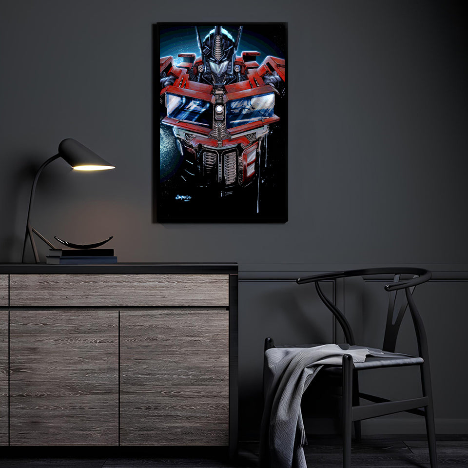 11x17 Optimus Prime close-up wall art print with mechanical detail