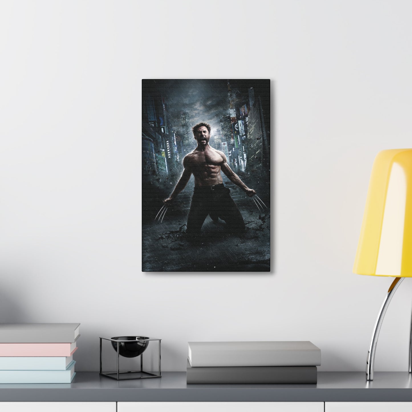 "Logan Legacy – Hugh Jackman as Wolverine Wall Art on canvas, acrylic, and metal – front view featuring a powerful portrait of Hugh Jackman as Logan."
