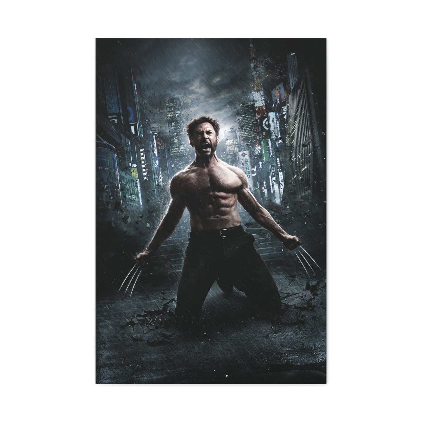 "Logan Legacy – Hugh Jackman as Wolverine Wall Art on canvas, acrylic, and metal – front view featuring a powerful portrait of Hugh Jackman as Logan."