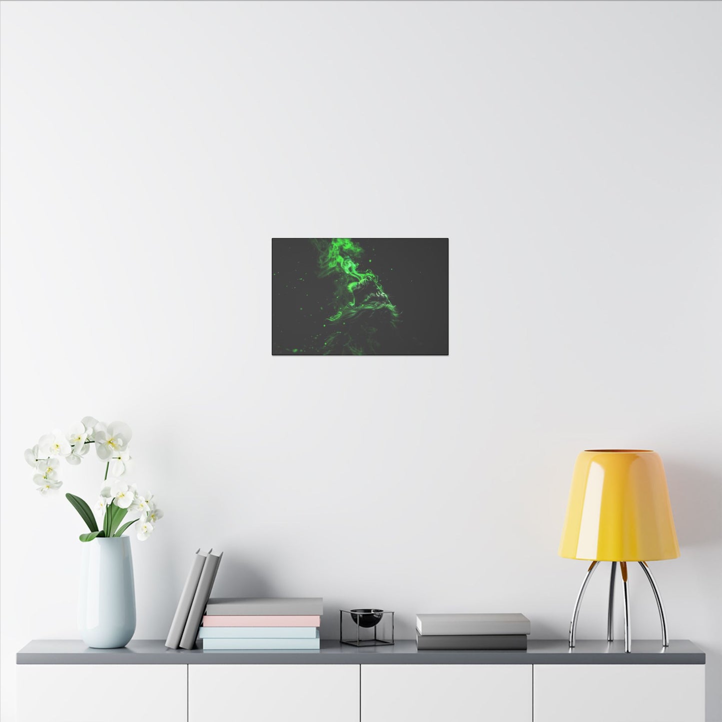 "Lion Breathing Smoke Wall Art on premium canvas, acrylic, and metal – front view"