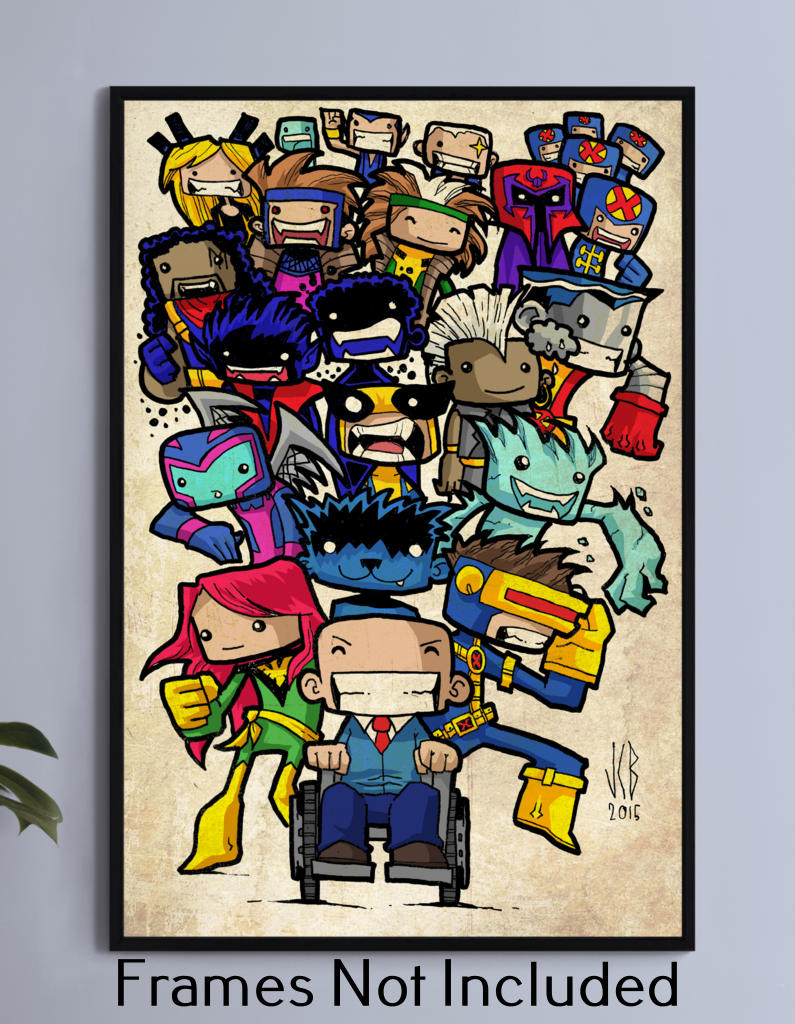 Professor-X and the X-Men Chibi Wall Art