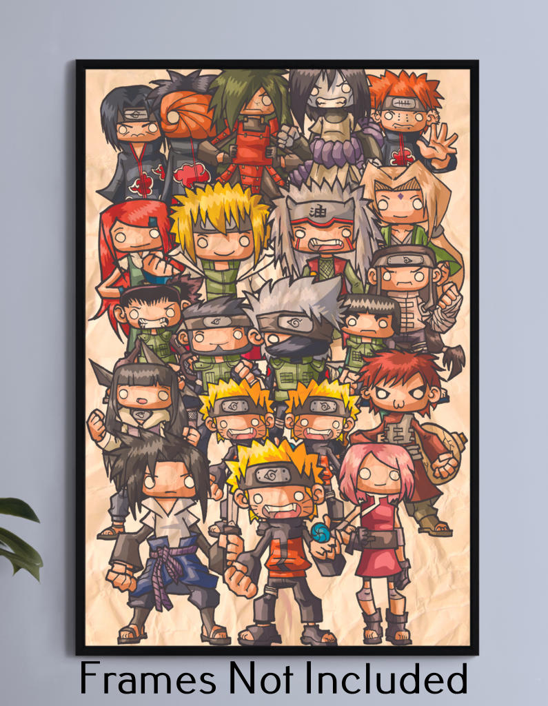 11x17 Naruto chibi print with full cast drawn by Jeff Benitez