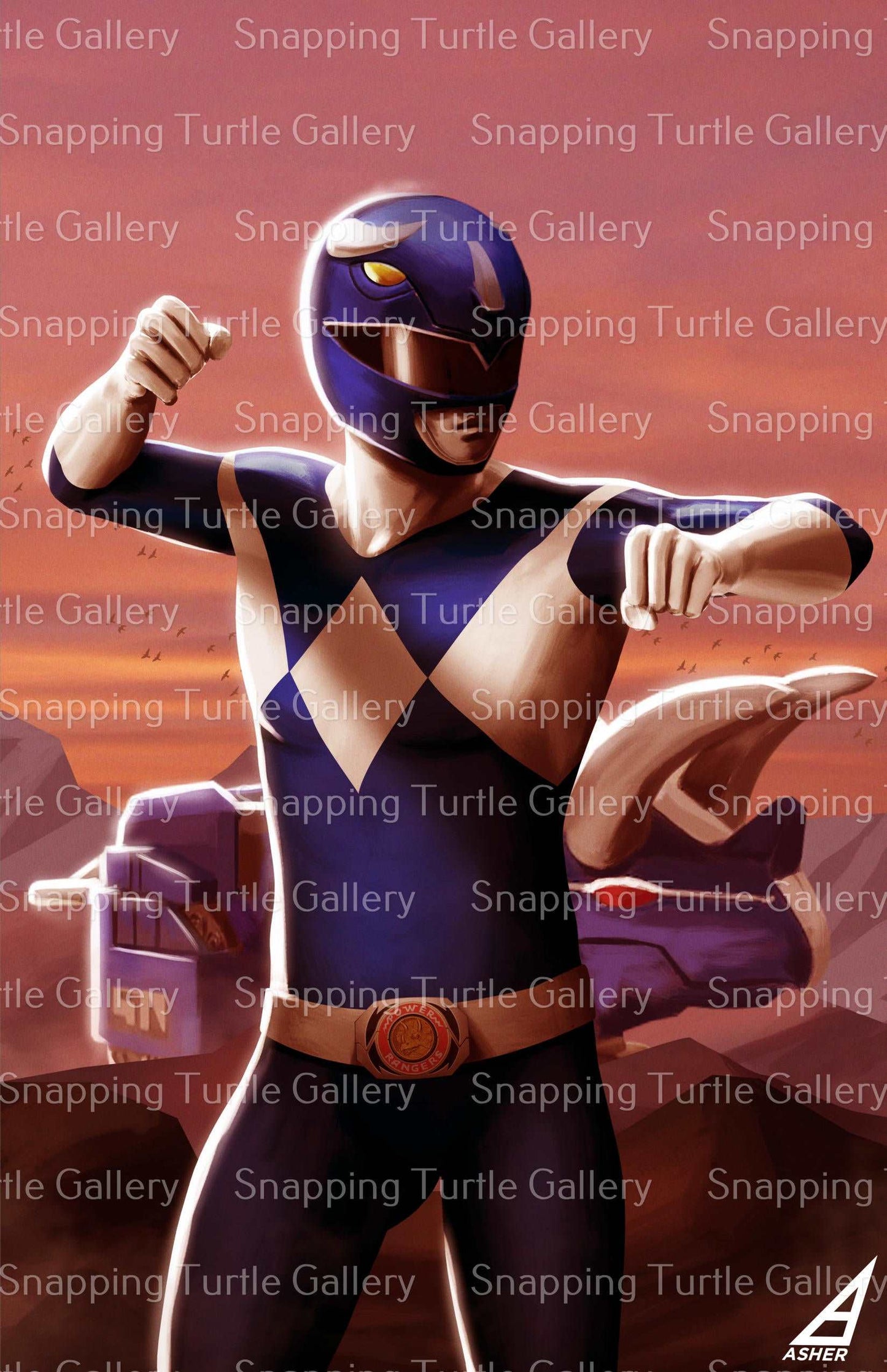 Blue Ranger with Triceratops - Snapping Turtle Gallery