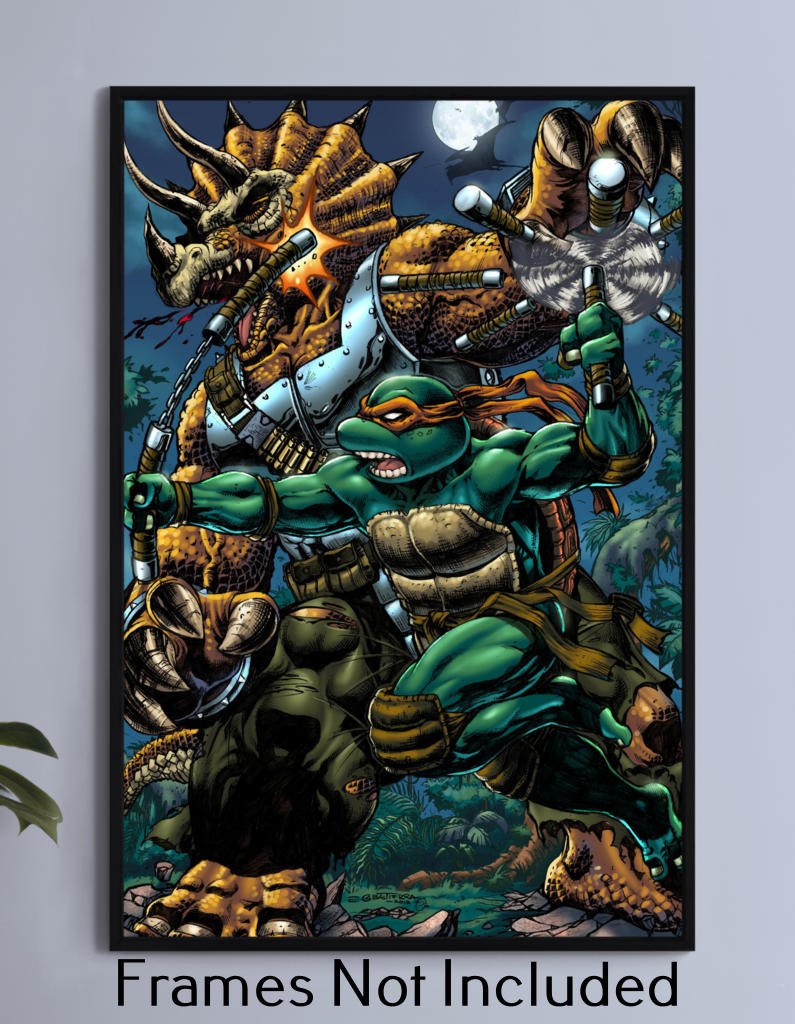 Michelangelo Vs Triceraton Wall Art
