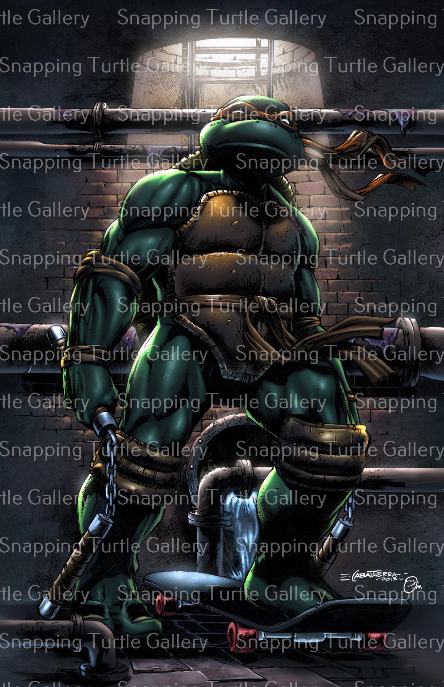 Sewer Sentinel Wall Art Poster Print – Michelangelo TMNT by Emil Cabaltierra