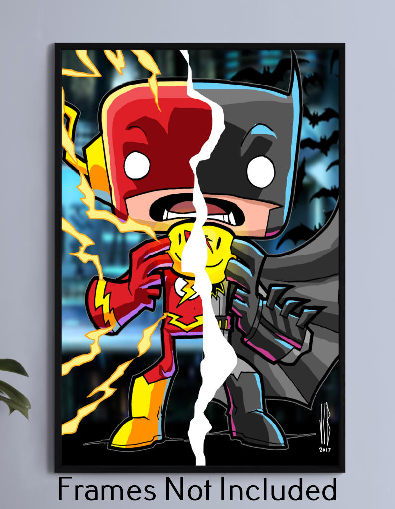 Batman Flash Chibi Wall Art
