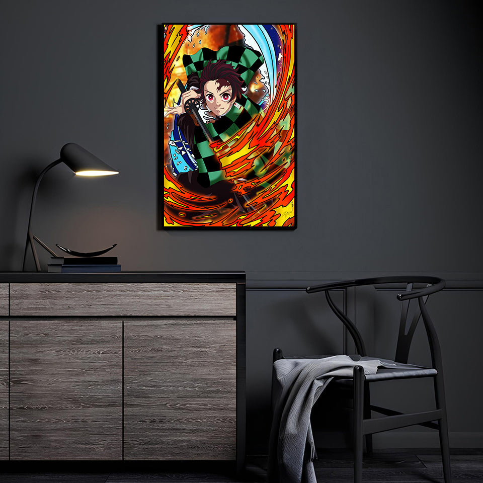 Tanjiro Fire and Water attack Wall Art