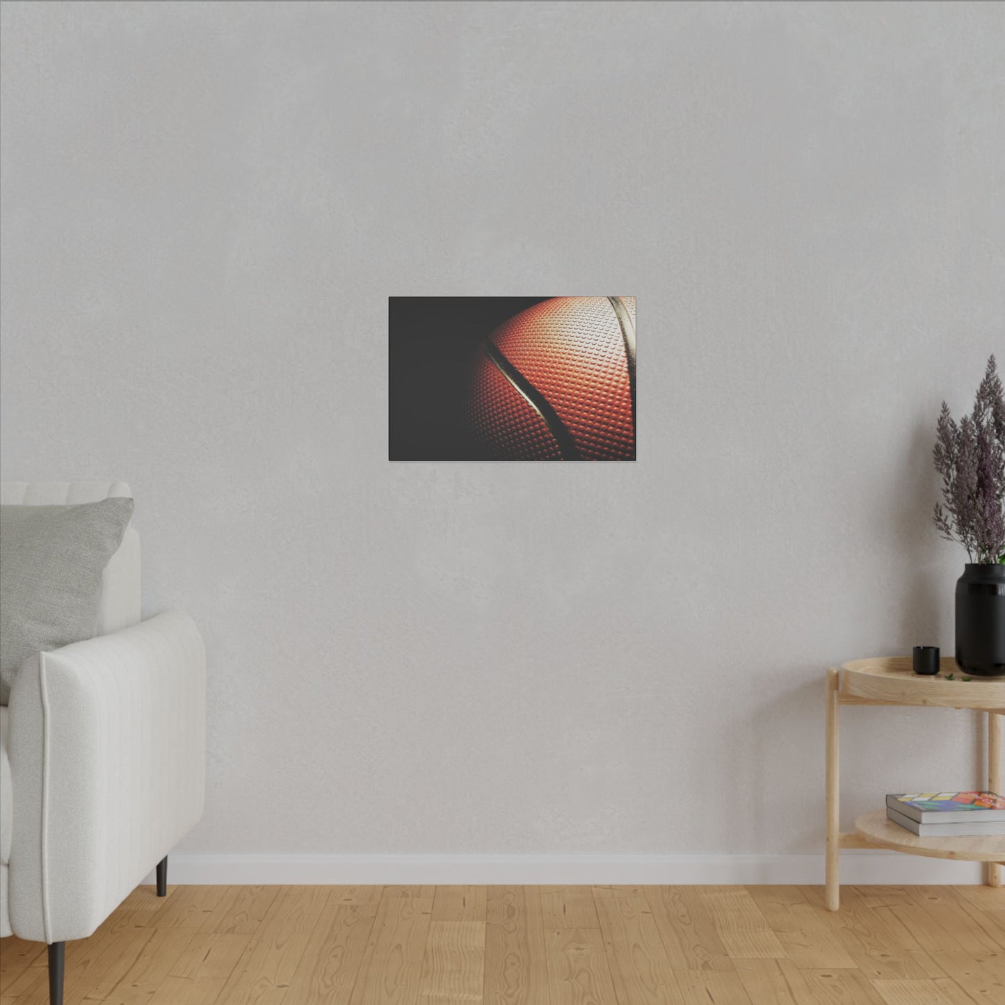 "Basketball Art Print on premium canvas, acrylic, and metal – front view showcasing dynamic sports imagery"