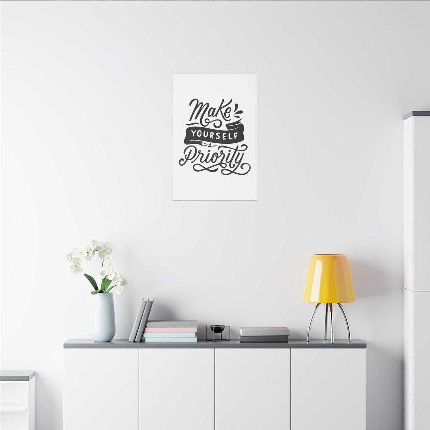 "Make Your Life a Priority Inspirational Wall Art on premium canvas, acrylic, and metal – front view"