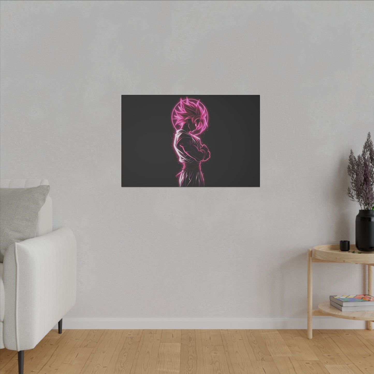 "Goku Rose Wall Art on premium canvas, acrylic, and metal – front view featuring iconic Dragon Ball Goku with a rose motif"