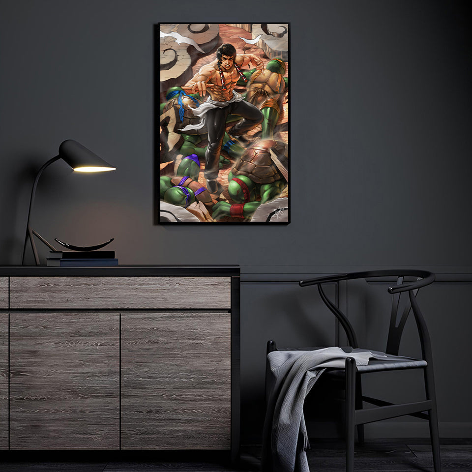 Bruce Lee Vs The Teenage Mutant Ninja Turtles Wall Art