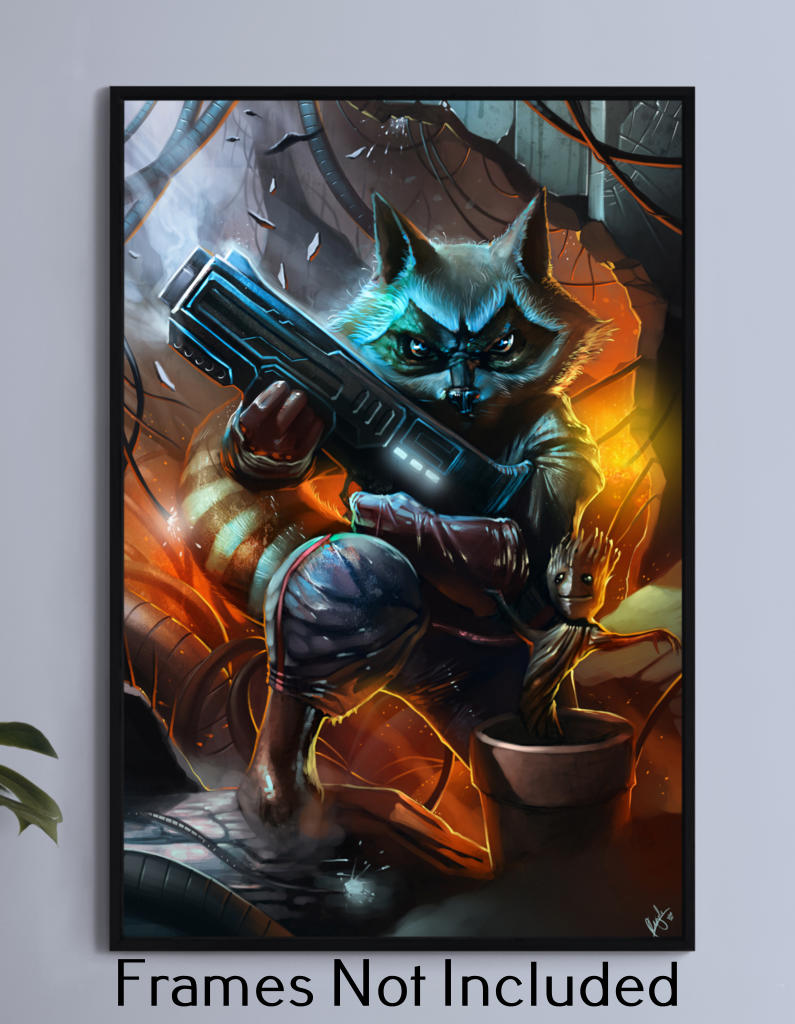 Rocket Raccoon and Groot Wall Art
