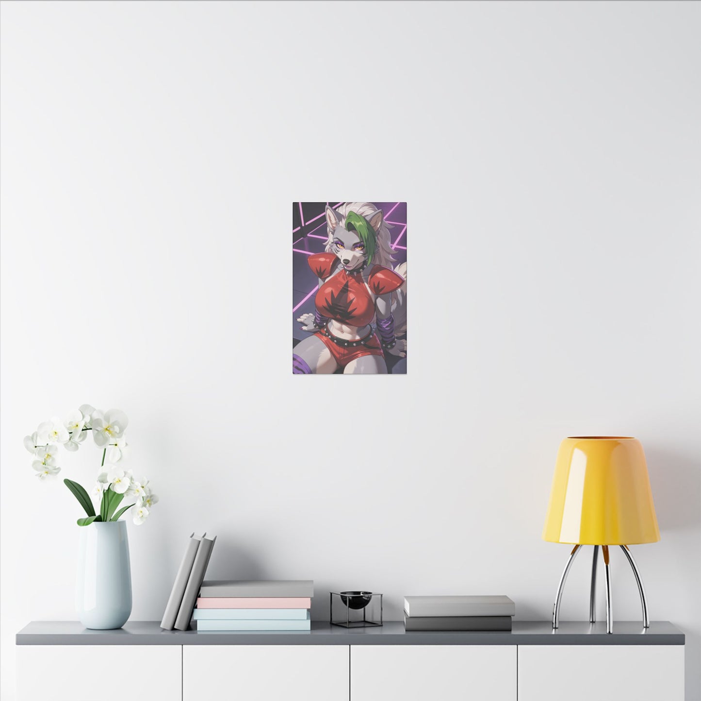 Sexy Roxanne Wolf Wall Art on premium canvas, acrylic, and metal – front view featuring Roxanne Wolf from Five Nights at Freddy’s