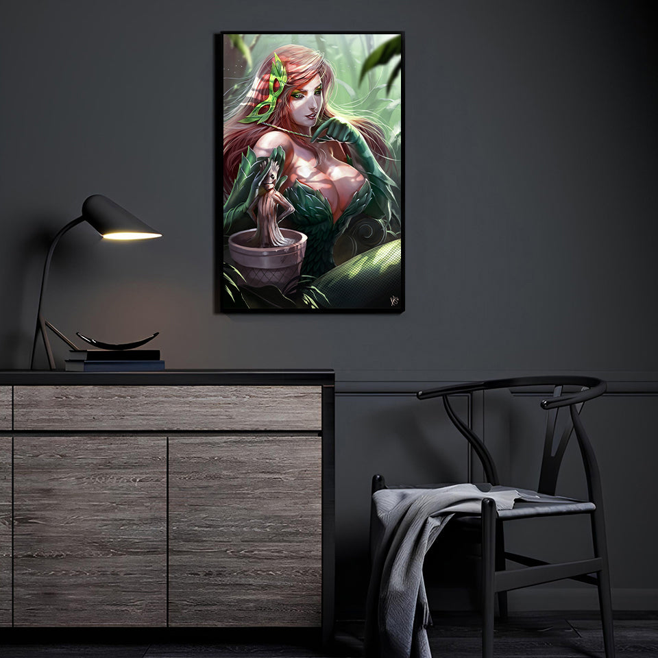 Poison Ivy and Baby Groot Wall Art