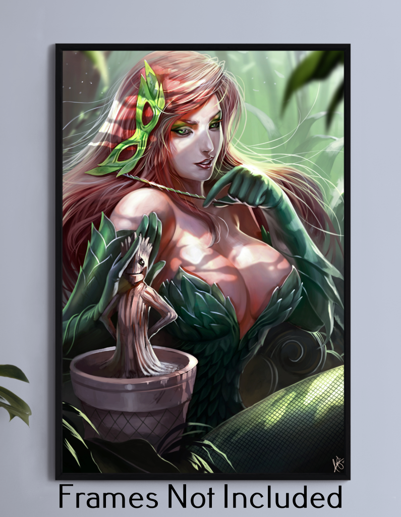 Poison Ivy and Baby Groot Wall Art