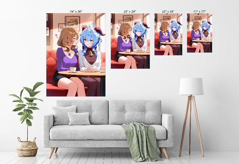 Arcane Affection Wall Art Room Mockup – Lisa & Ganyu Genshin Impact by Glavakolhoza