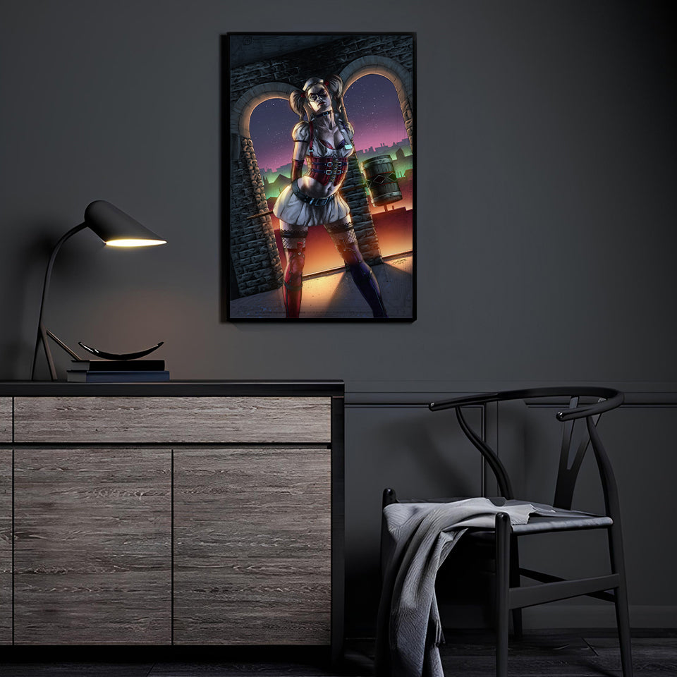 Arkham Siren Wall Art Room Mockup – Harley Quinn Arkham Asylum by Geebo Vigonte and Nestor Redulla Jr.