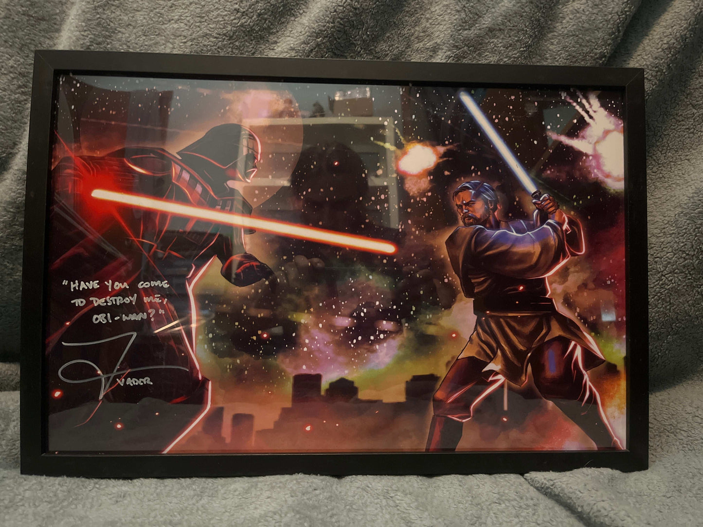 Autographed Darth Vader vs Obi-Wan 11x17 Framed Print Signed by Tom O’Connell